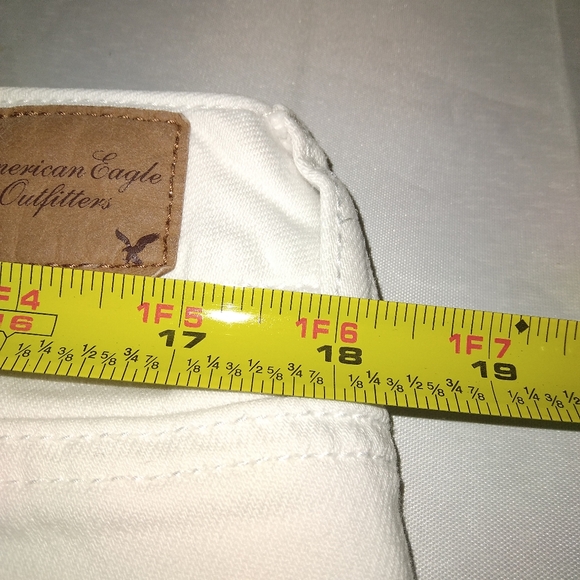 American Eagle Stretch White Straight Jeans 14 Regular - Picture 6 of 7